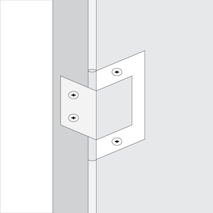 Diagram of flush hinge for cabinet hardware installation