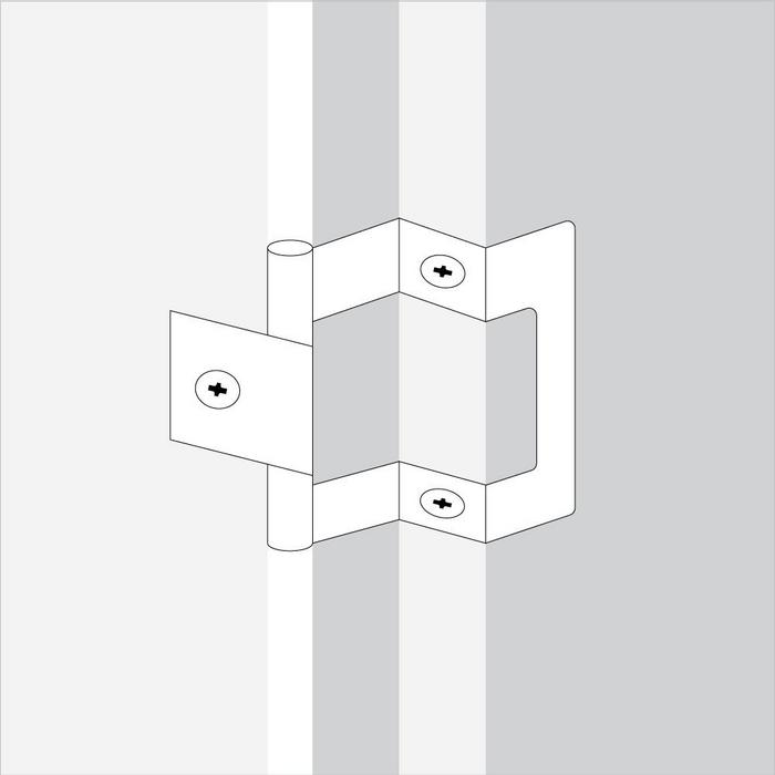 Diagram of overlay hinge for cabinet hardware installation
