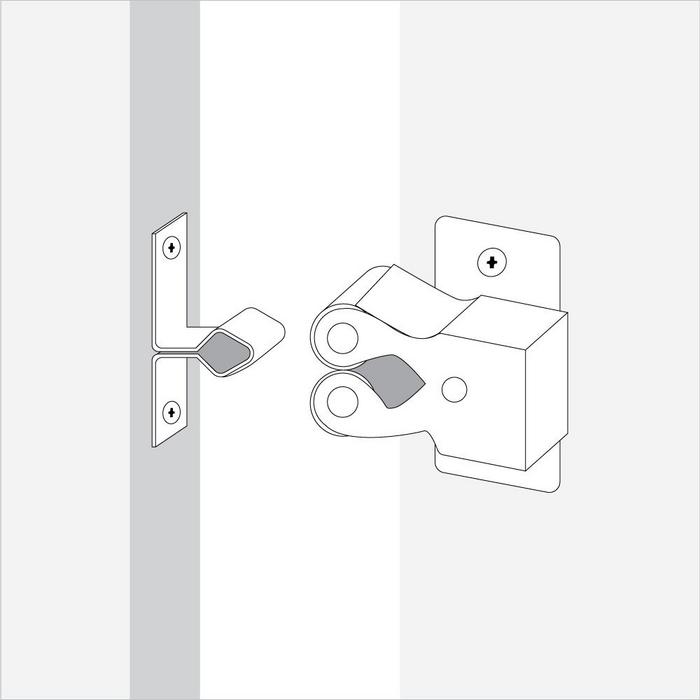 Diagram of spring roller latch for cabinet installation