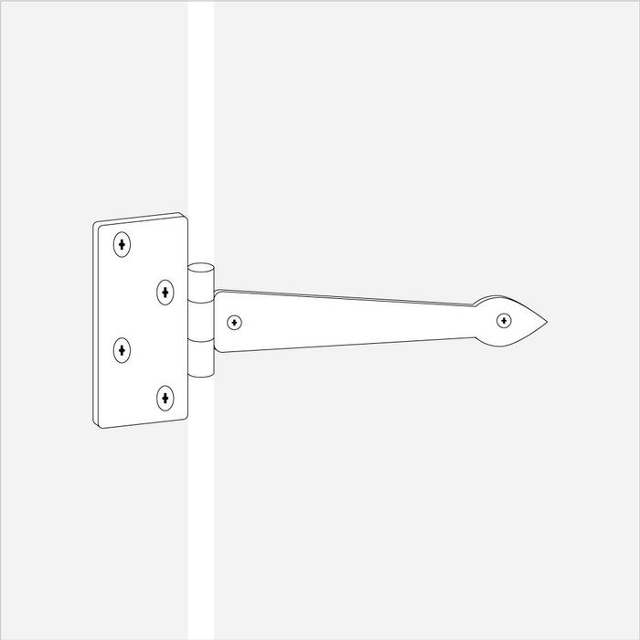Diagram of strap hinge for cabinet hardware installation
