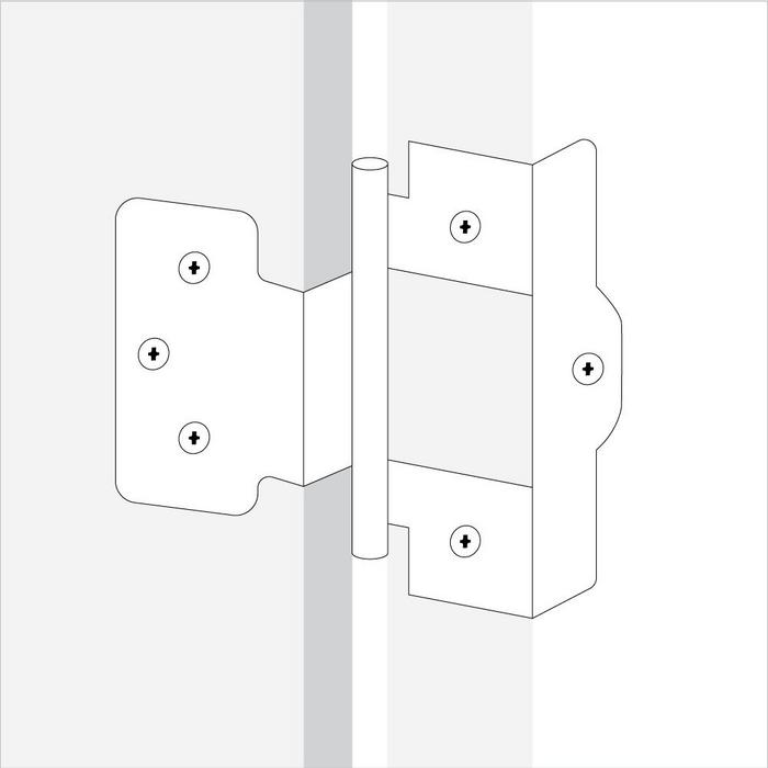 Diagram of wrap-around hinge for cabinet hardware installation