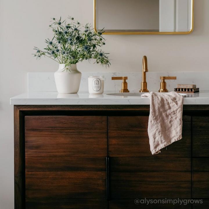 48" Aliso Teak Vanity for Left Offset Rectangular Undermount Sink in Java