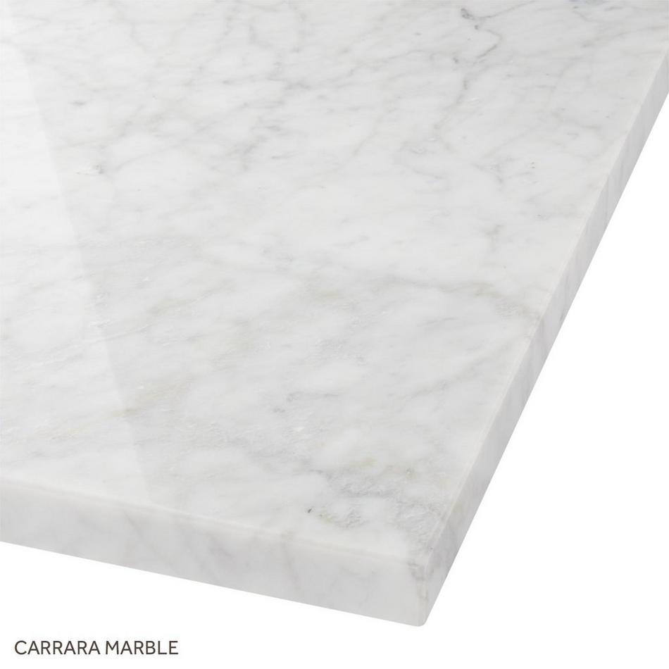 37" x 19" 2cm Narrow Marble Top for Undermount Sink - Carrara - White Porcelain Sink, , large image number 2