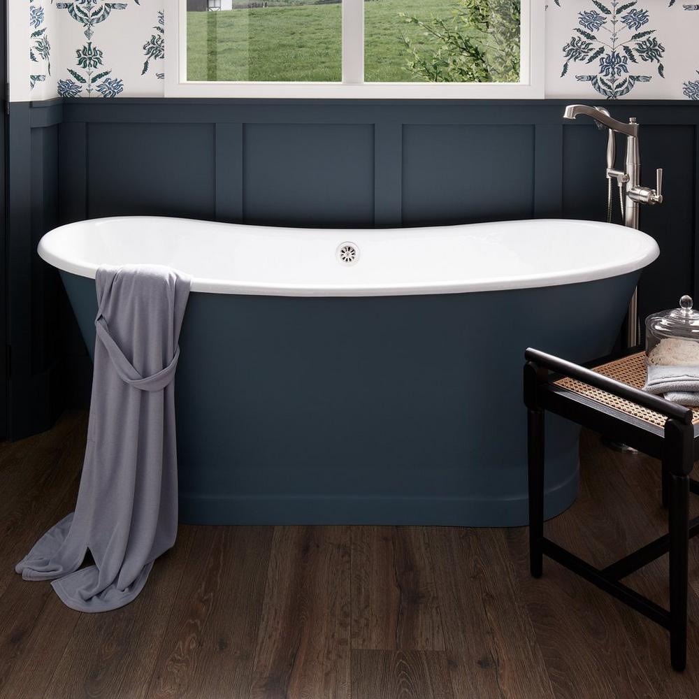 67" Kateryn Bateau Cast Iron Skirted Tub - Slate Blue