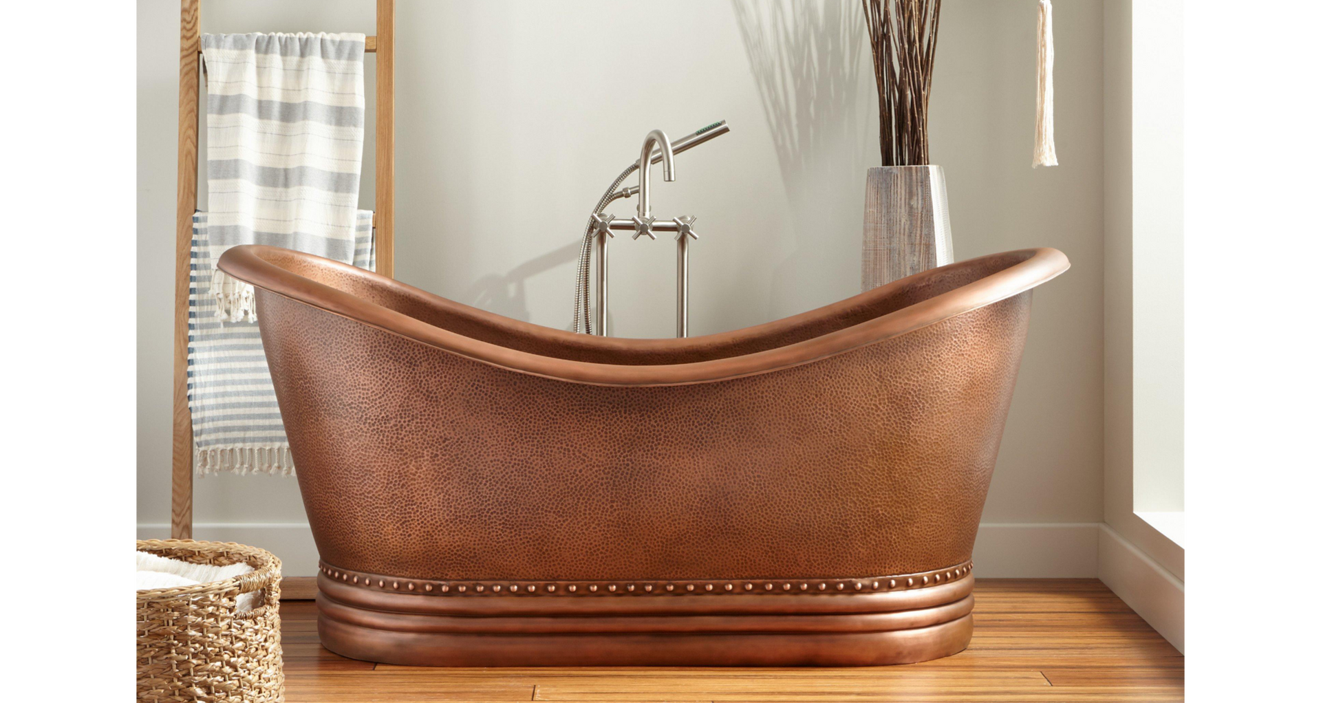 72" Paige Copper Double-Slipper Tub for cleaning copper