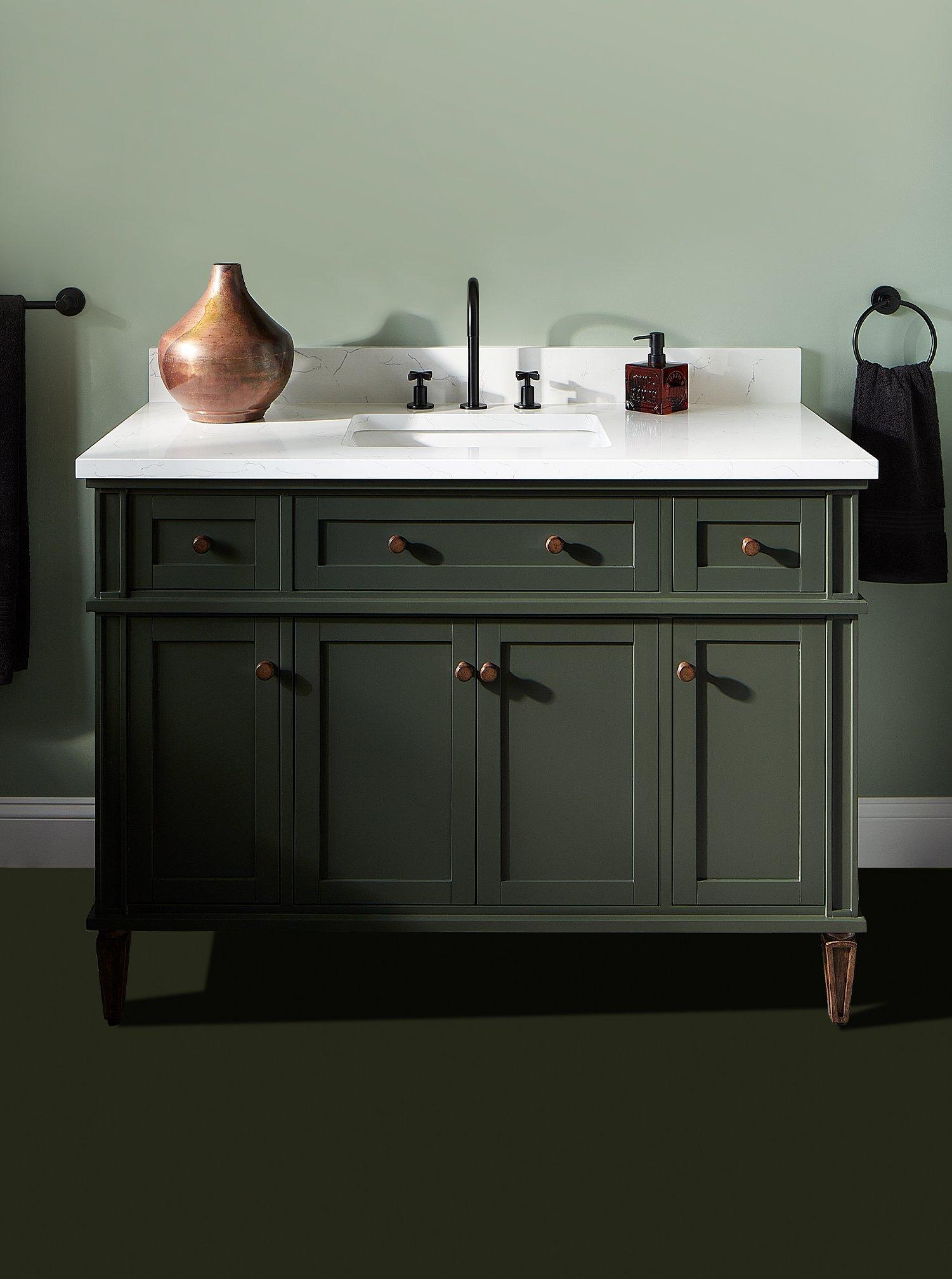 48inch Elmdale Vanity with Rectangular Undermount Sink - Dark Olive Green