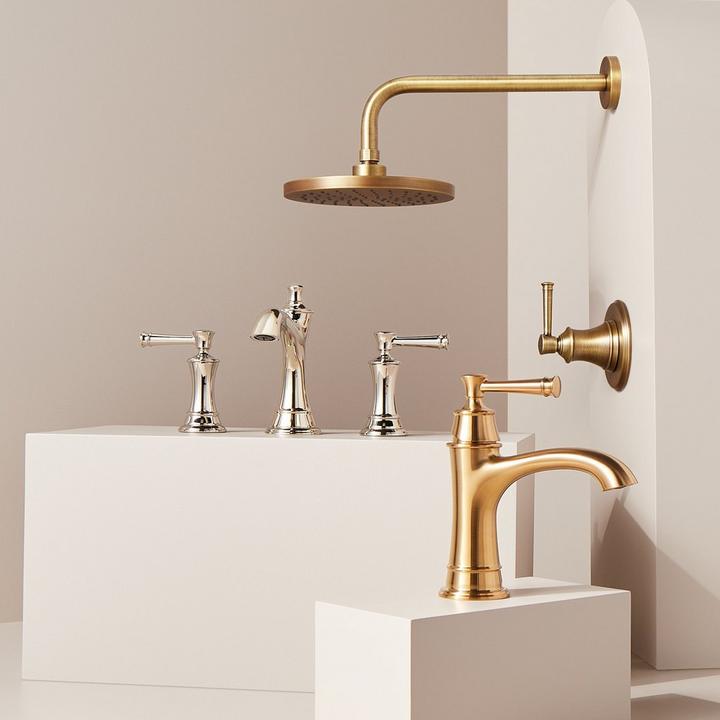 Beasley Single Hole Faucet, Widespread Faucet, Showerhead in Polished Nickel, Brushed Nickel, Aged Brass