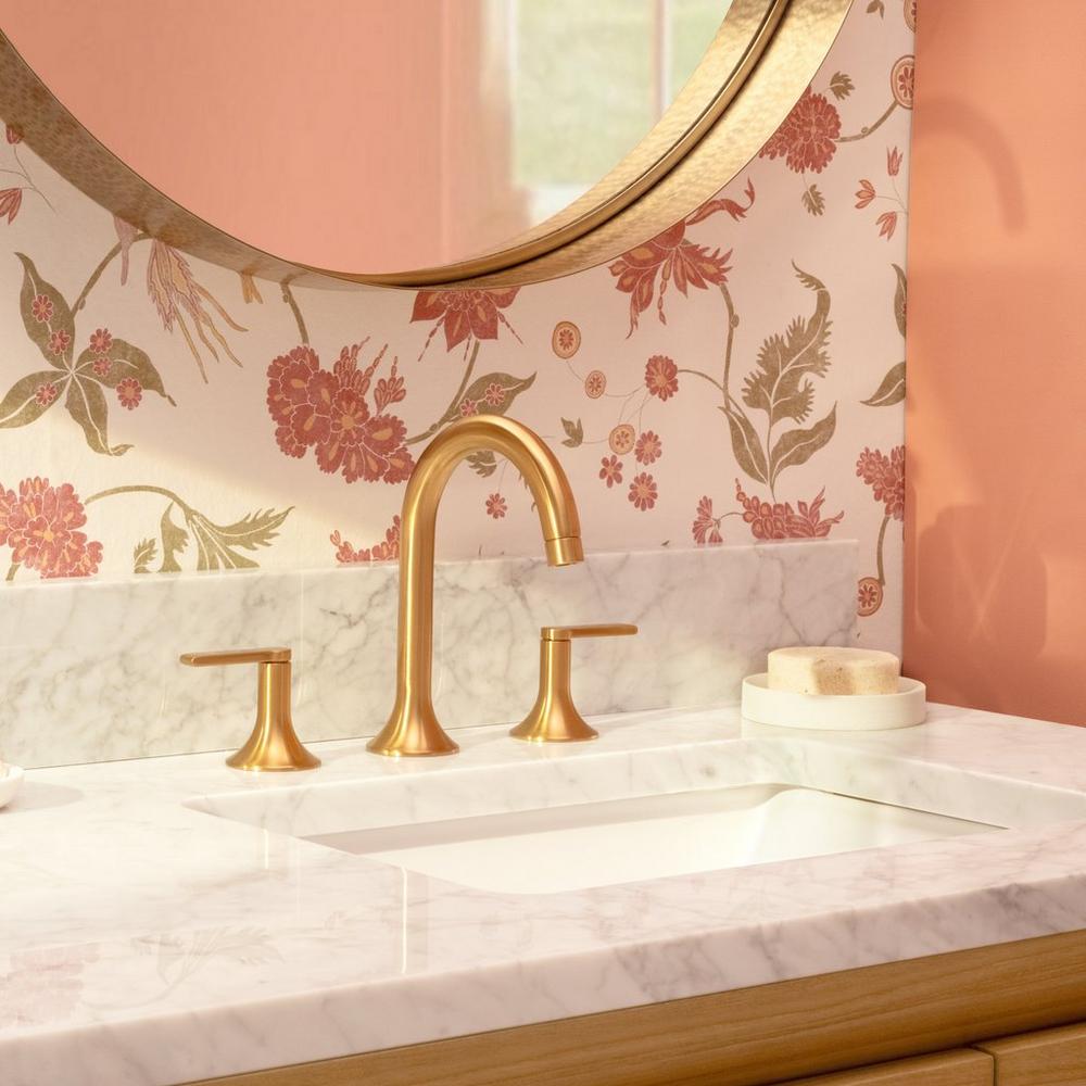 Lentz Widespread Bathroom Faucet in Brushed Gold