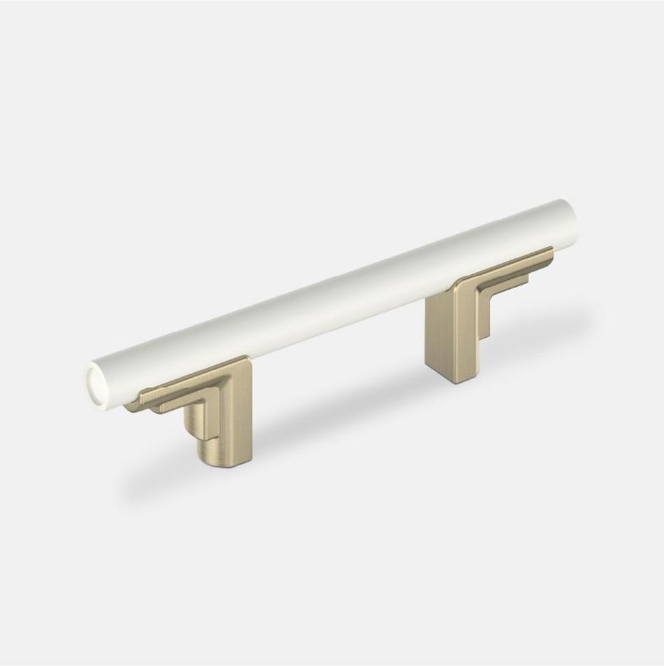 Anberlin Two Tone Cabinet Pull Matte White - Champagne Bronze