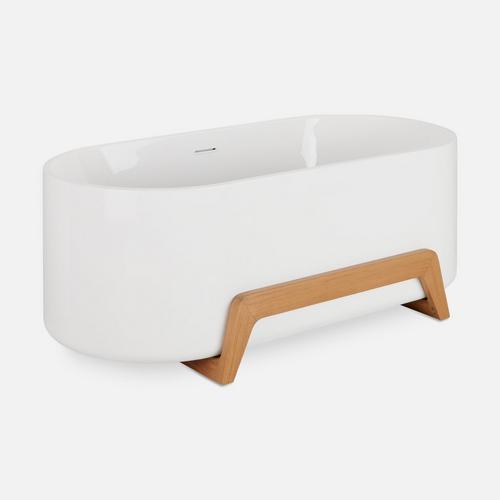 Conroy Acrylic Freestanding Tub with Wood Stand - Natural Teak