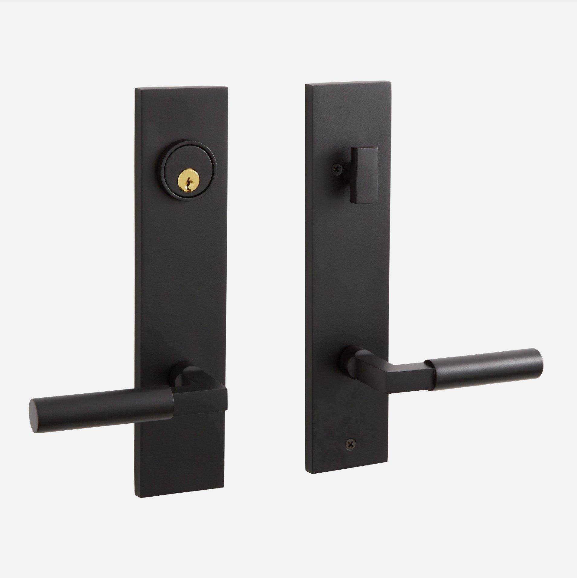 Tolland Brass Entrance Door Set - Matte Black