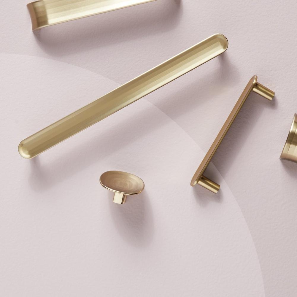Dolorue Bar Cabinet Pull, Arched Cabinet Pull, & Cabinet Knob in Golden Champagne