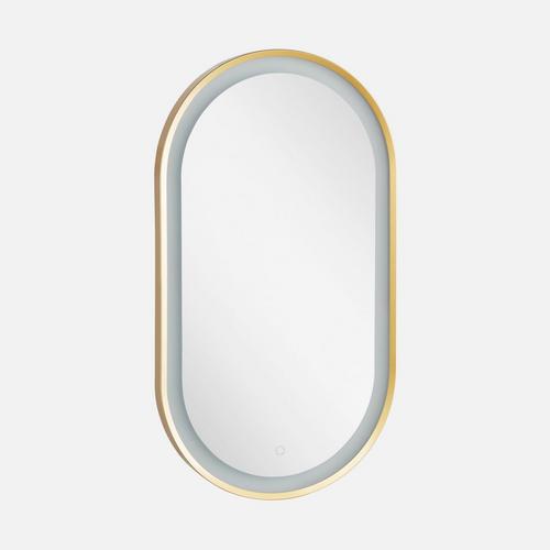 Faysel Oval Lighted Mirror in Satin Gold