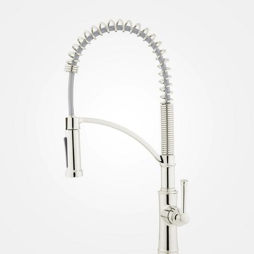 Beasley Spring-Spout Kitchen Faucet in Polished Nickel