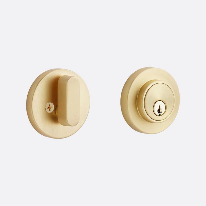 Ewing Deadbolt Entrance Set in Sating Brass