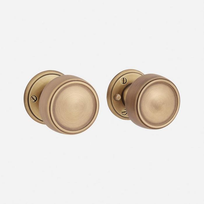 Beaufort Interior Door Knob Set in Antique Brass