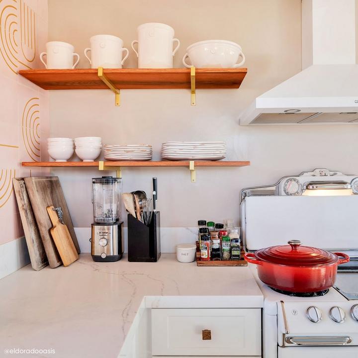 Kitchen of El Dorado Oasis with the Solid Bronze Textured Square Knob