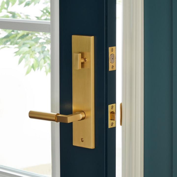 Tolland Brass Entrance Door Set in Satin Brass for home entrance ideas