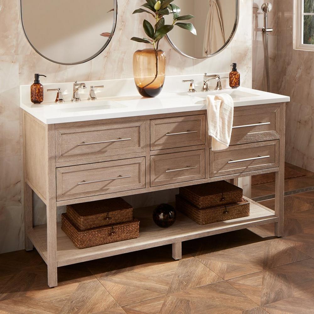 72" Robertson Console Vanity with Rectangular Undermount Sinks in Brushed White