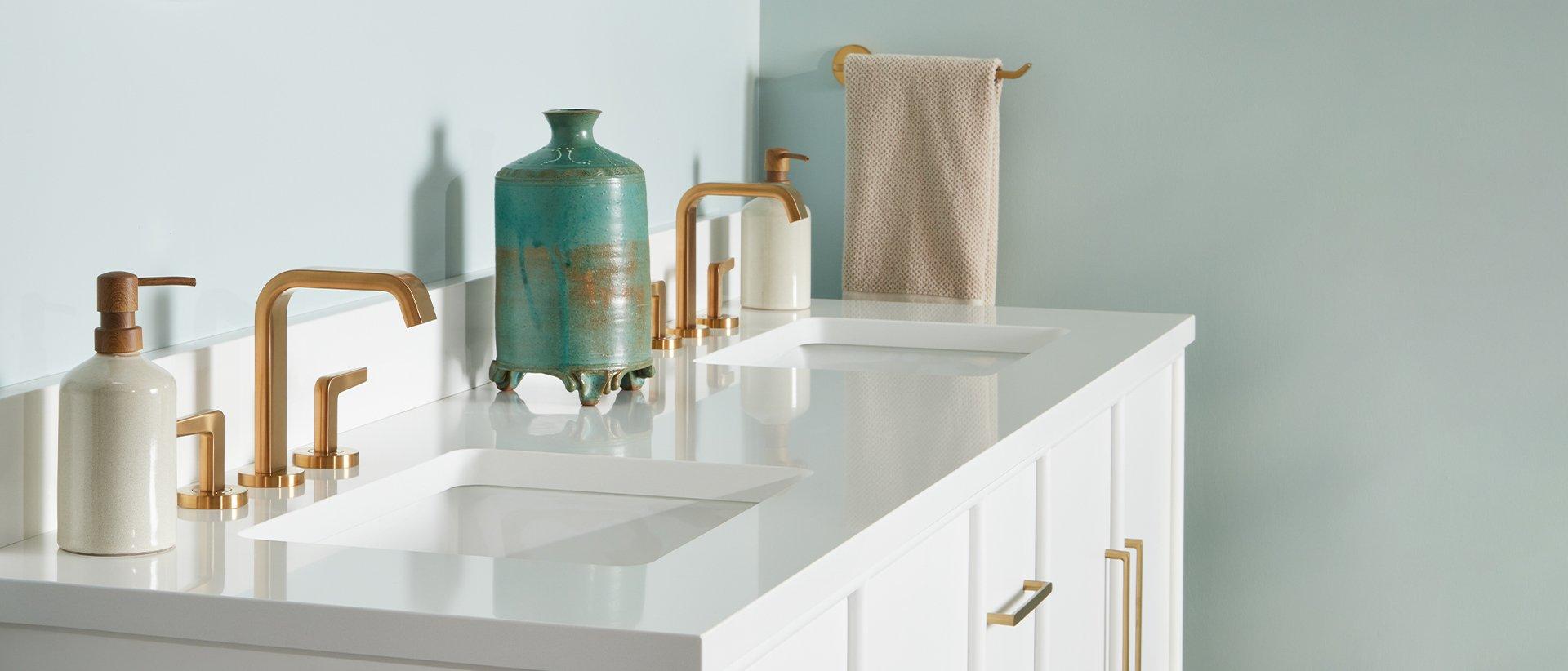 Drea Widespread Faucet - Brushed Gold