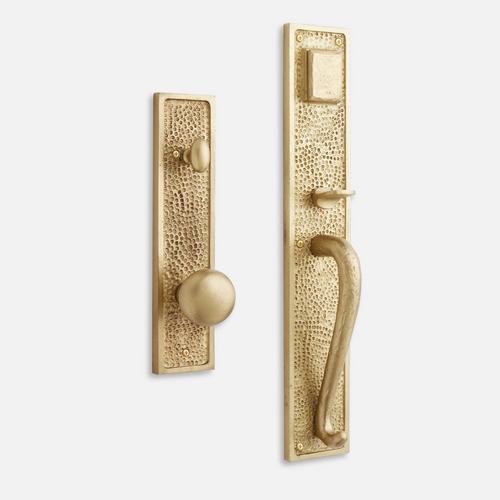 Traeger Solid Brass Entrance Door Set with Knob in Satin Brass