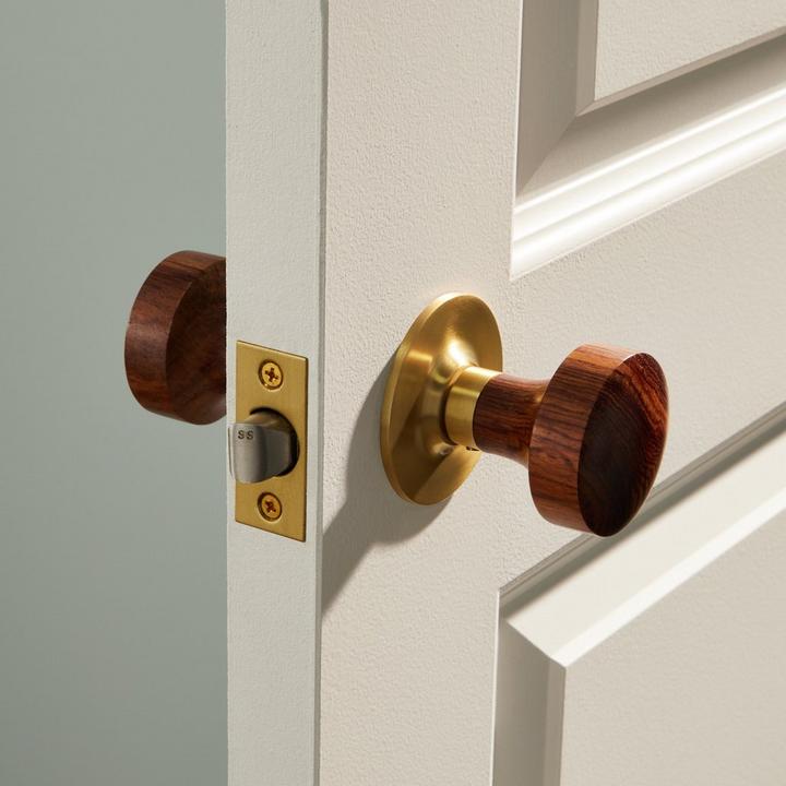 Vanisa Interior Passage Door Set - Walnut Knob, Satin Brass