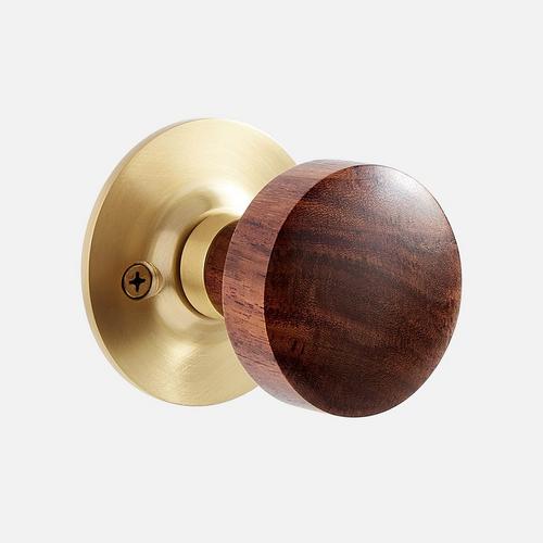 Vanisa Interior Dummy Door Knob - Walnut Knob - Satin Brass