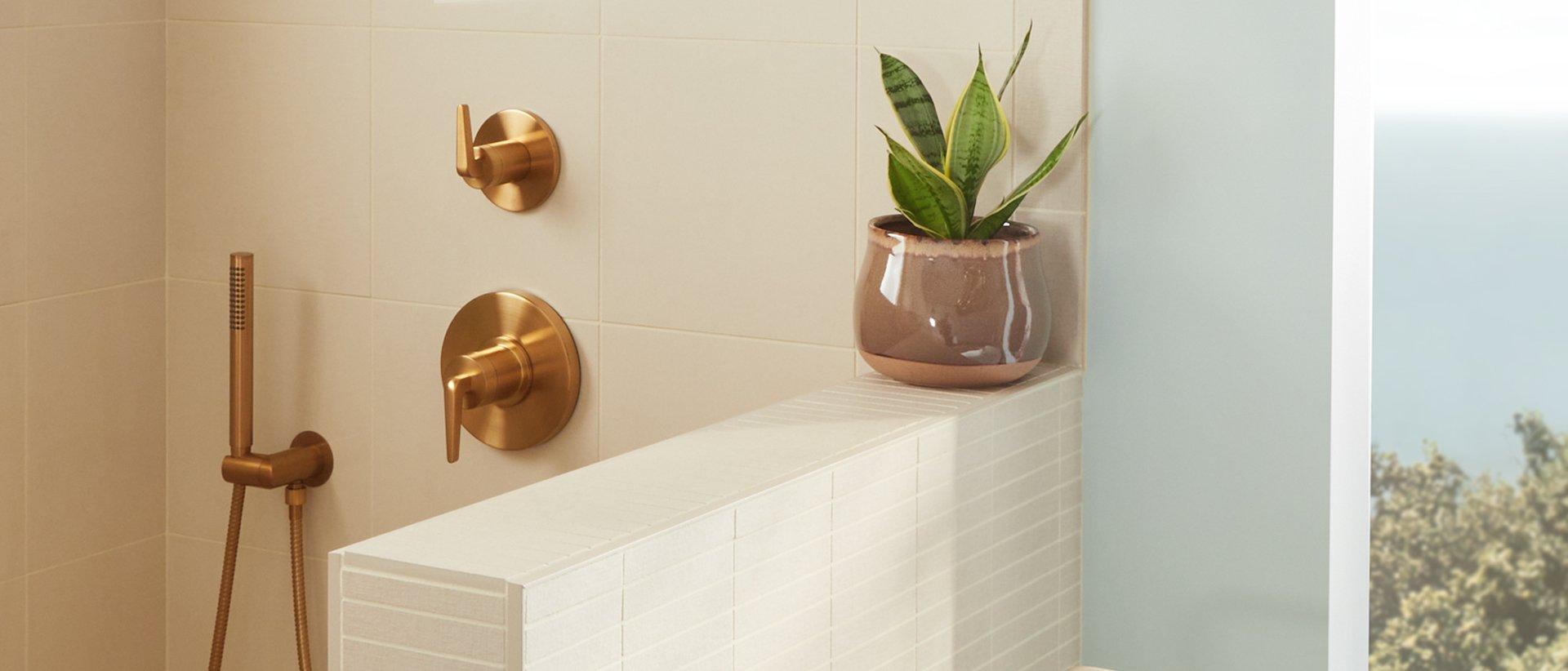 Drea Pressure Balance Shower System - Brushed Gold