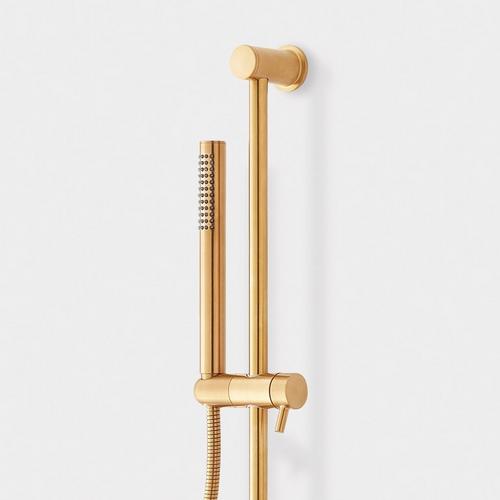 Contemporary Tubular Hand Shower and Slide Bar - Brushed Gold