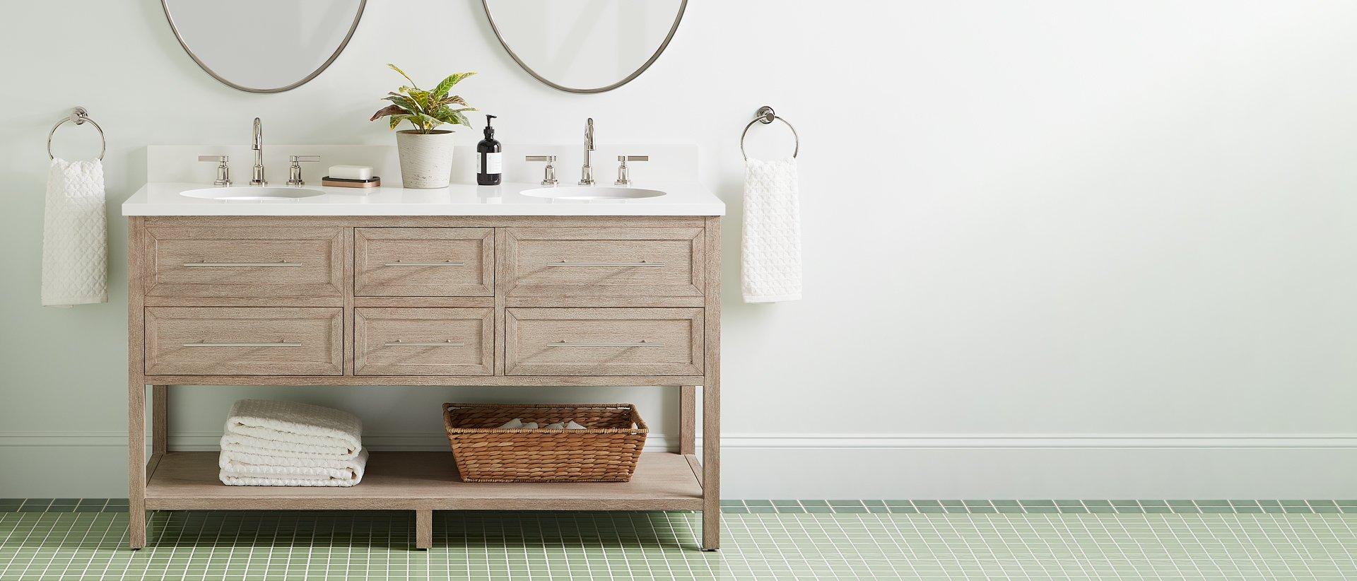 Narrow Depth Bathroom Vanities, Signature Hardware