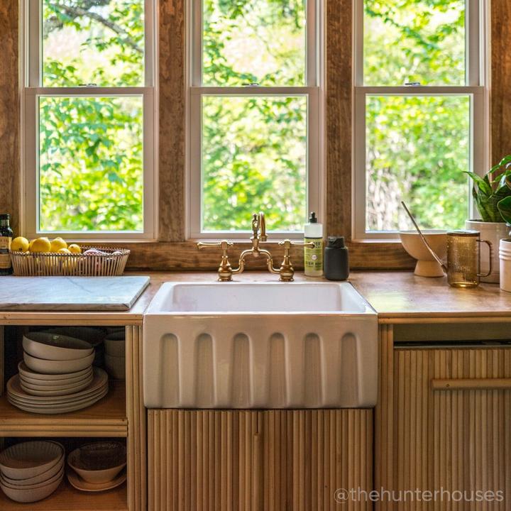 36" Mitzy Fireclay Reversible Farmhouse Sink with Fluted Front in White for farmhouse kitchen design