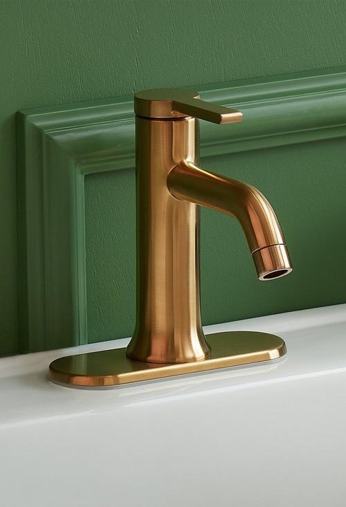 Lentz Single-Hole Bathroom Faucet in Brushed Gold