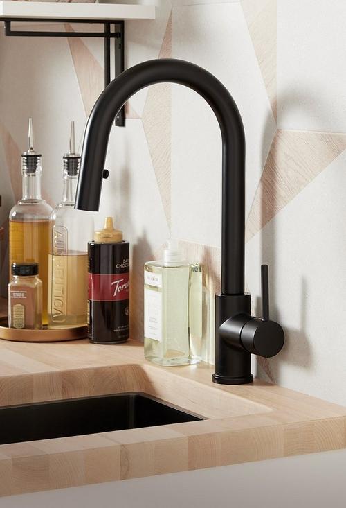 Ravenel Pull-Down Kitchen Faucet with Concealed Sprayer in Matte Black