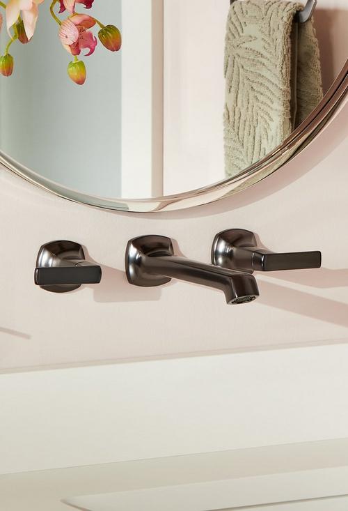 Sefina Wall-Mount Bathroom Faucet in Gunmetal