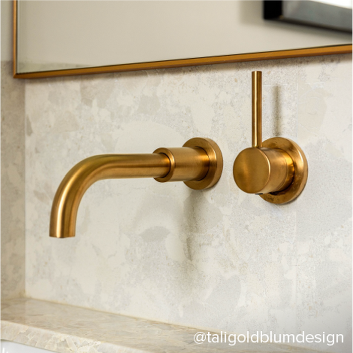 Lexia Wall-Mount Bathroom Faucet - Brushed Gold