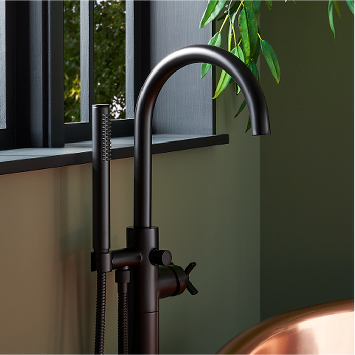 Vassor Freestanding Tub Faucet with Hand Shower in Matte Black
