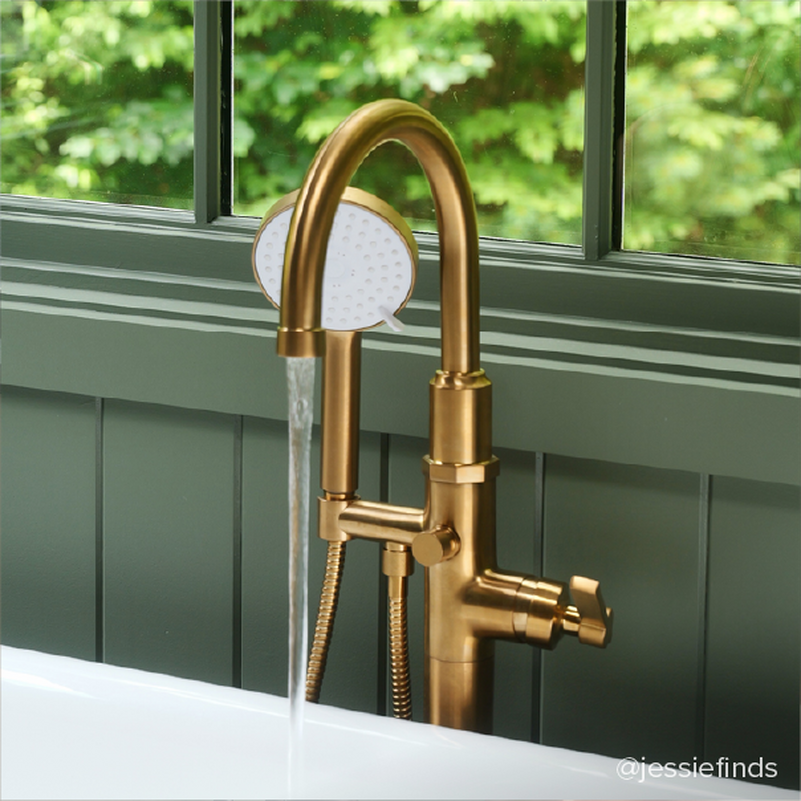 Greyfield Freestanding Tub Faucet in Brushed Gold