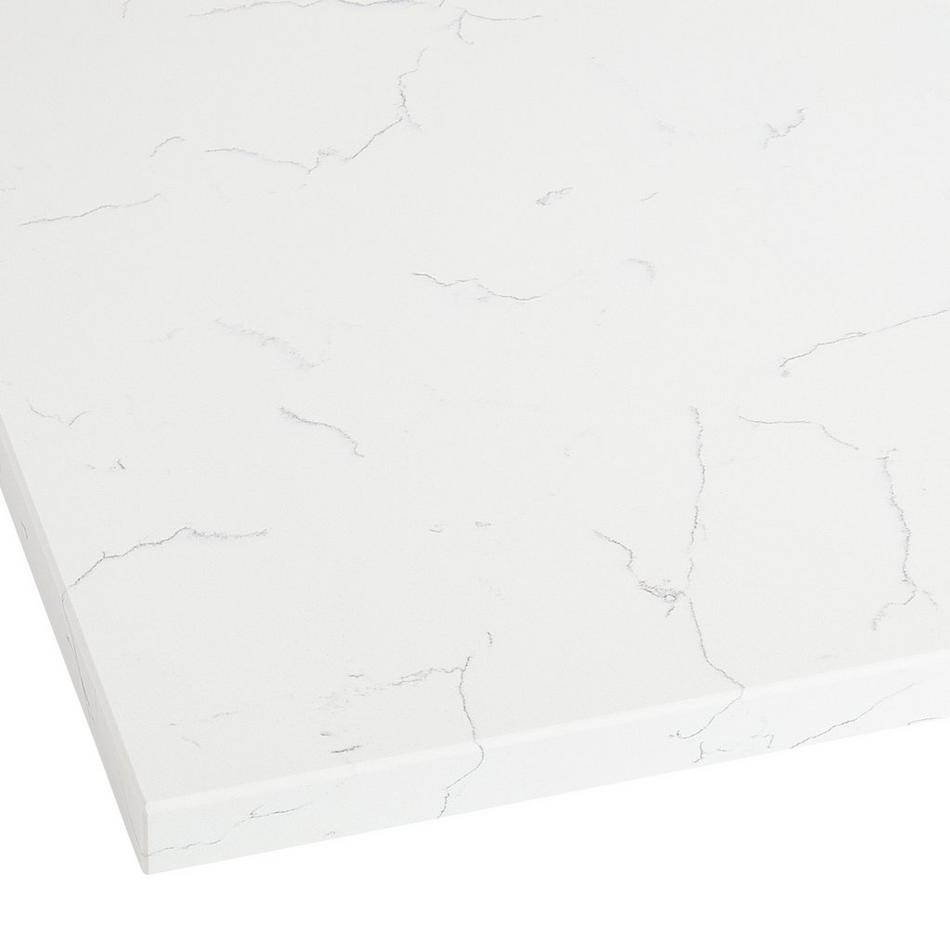 49" 2cm Quartz Vanity Backsplash - Feathered White, , large image number 1