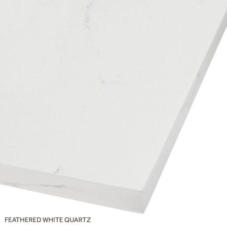 37" x 22" 3cm Quartz Vanity Top for Undermount Sink - 8" Faucet Holes - Feathered White - White Sink