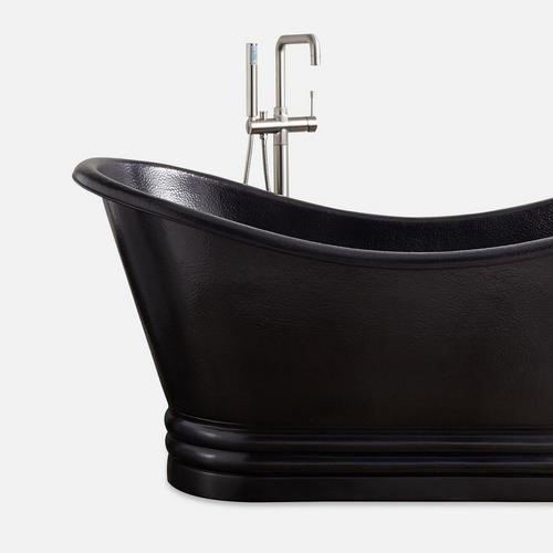 71" Raye Black Hammered Copper Double-Slipper Pedestal Tub