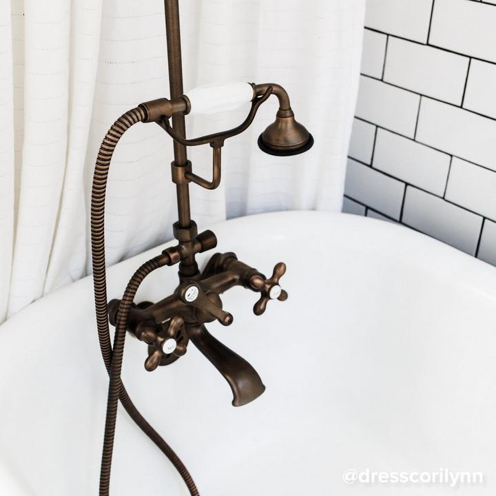 Gooseneck Shower Conversion Kit with Hand Shower - 60" x 27" D Style Shower Ring