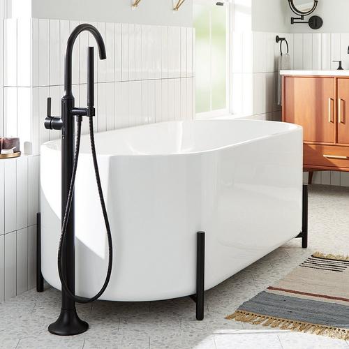 Conroy Acrylic Freestanding Tub with Stand in Matte Black