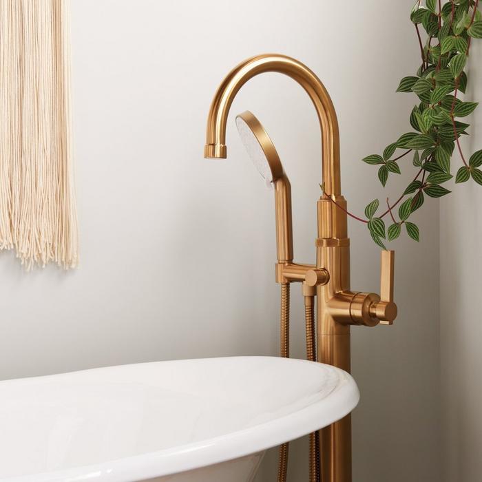 Greyfield Freestanding Tub Faucet in Brushed Gold