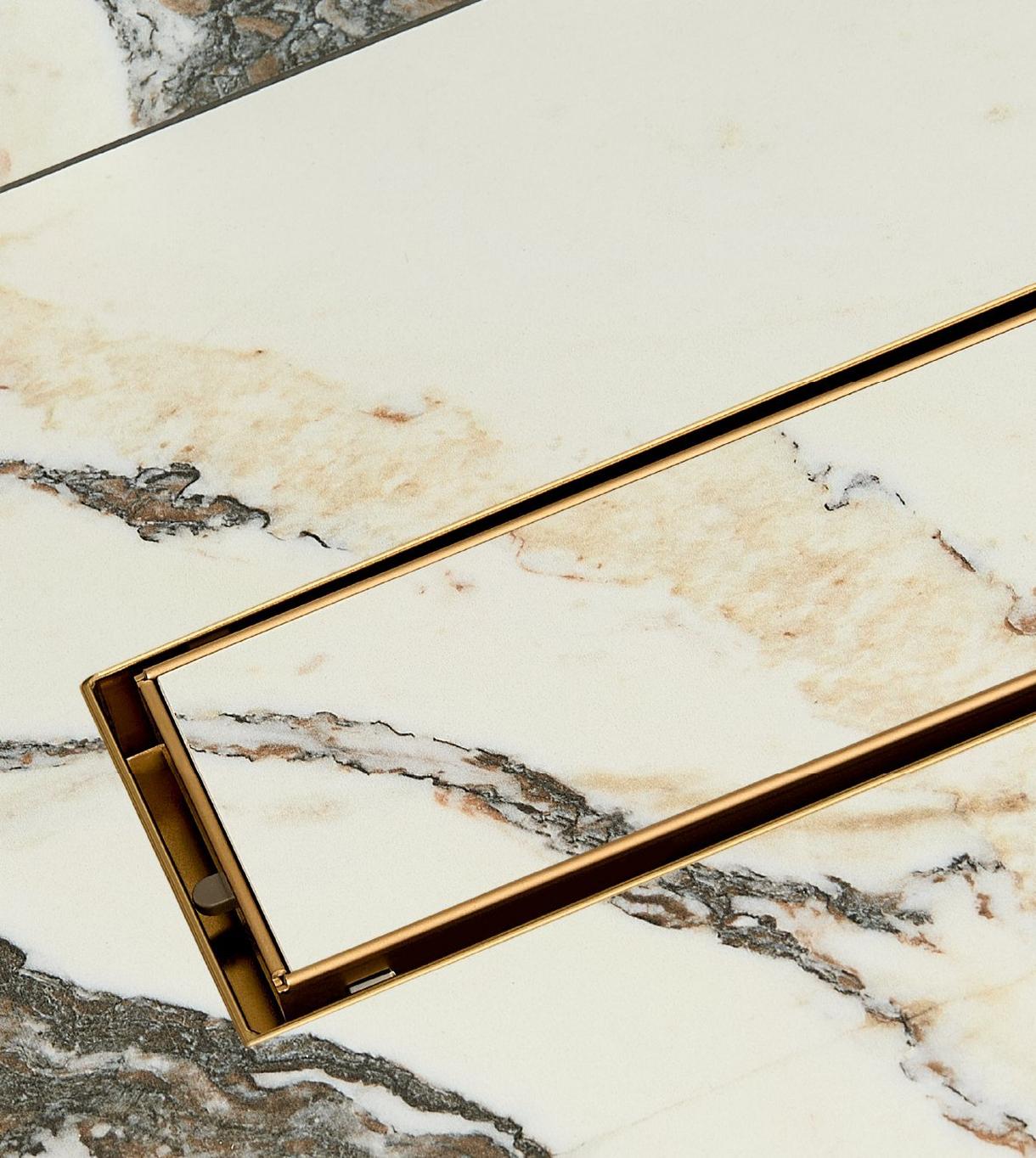 Tile-In Linear Shower Drain - Brushed Gold