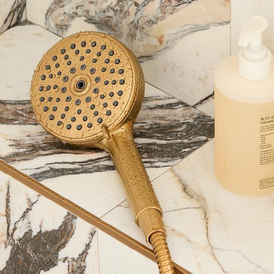 FundamentALL 4.6 inch Round Multifunction 2.5 GPM Hand Shower - Brushed Gold