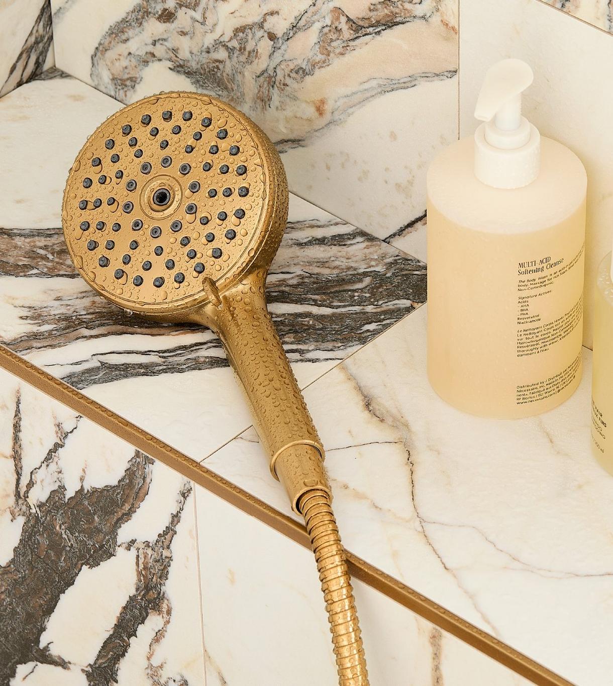 FundamentALL 4.6 inch Round Multifunction 2.5 GPM Hand Shower - Brushed Gold