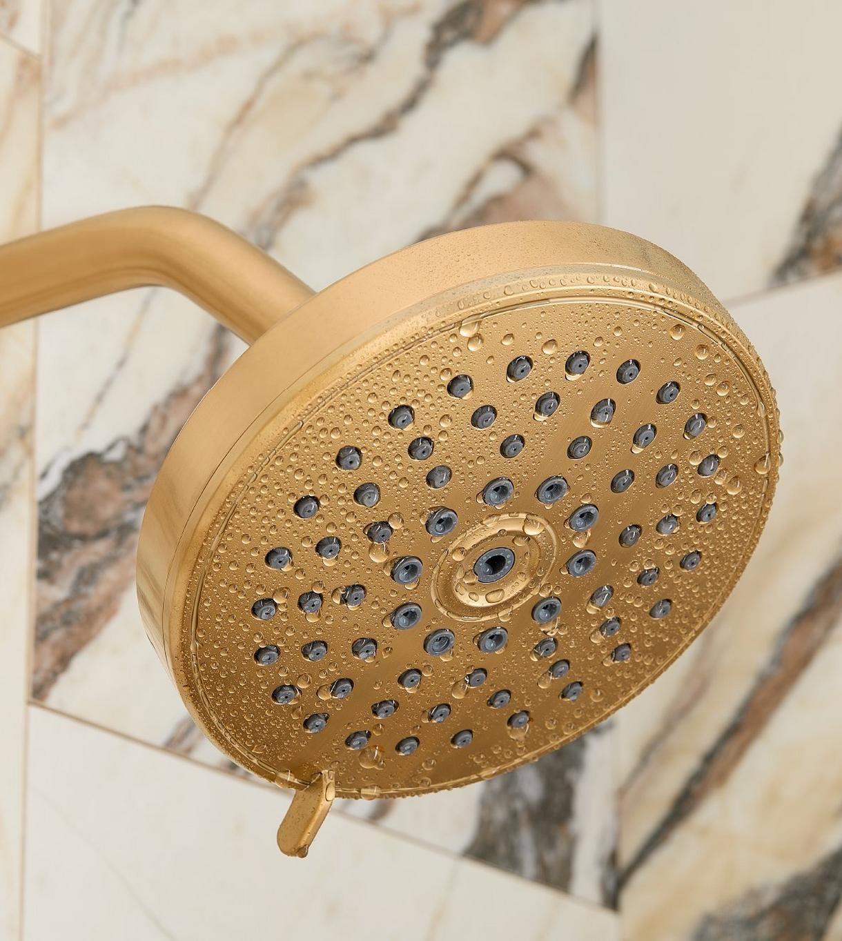 FundamentALL 6 inch Round Multifunction 2.5 GPM Shower Head - Brushed Gold