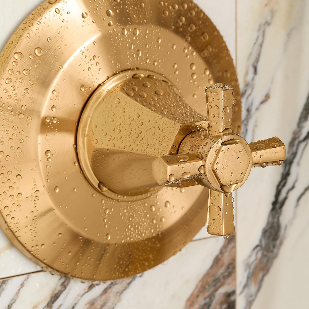 Elita Pressure Balance Shower Valve Trim - Cross Handle - Brushed Gold