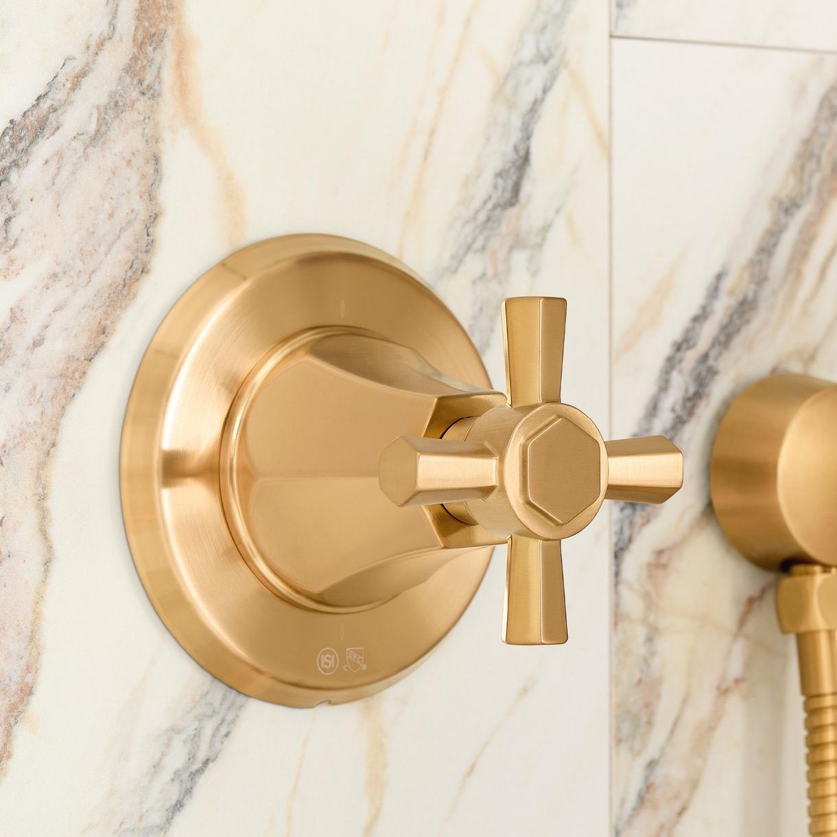 Elita In-Wall Shower Volume Control Handle - Cross Handle - Brushed Gold