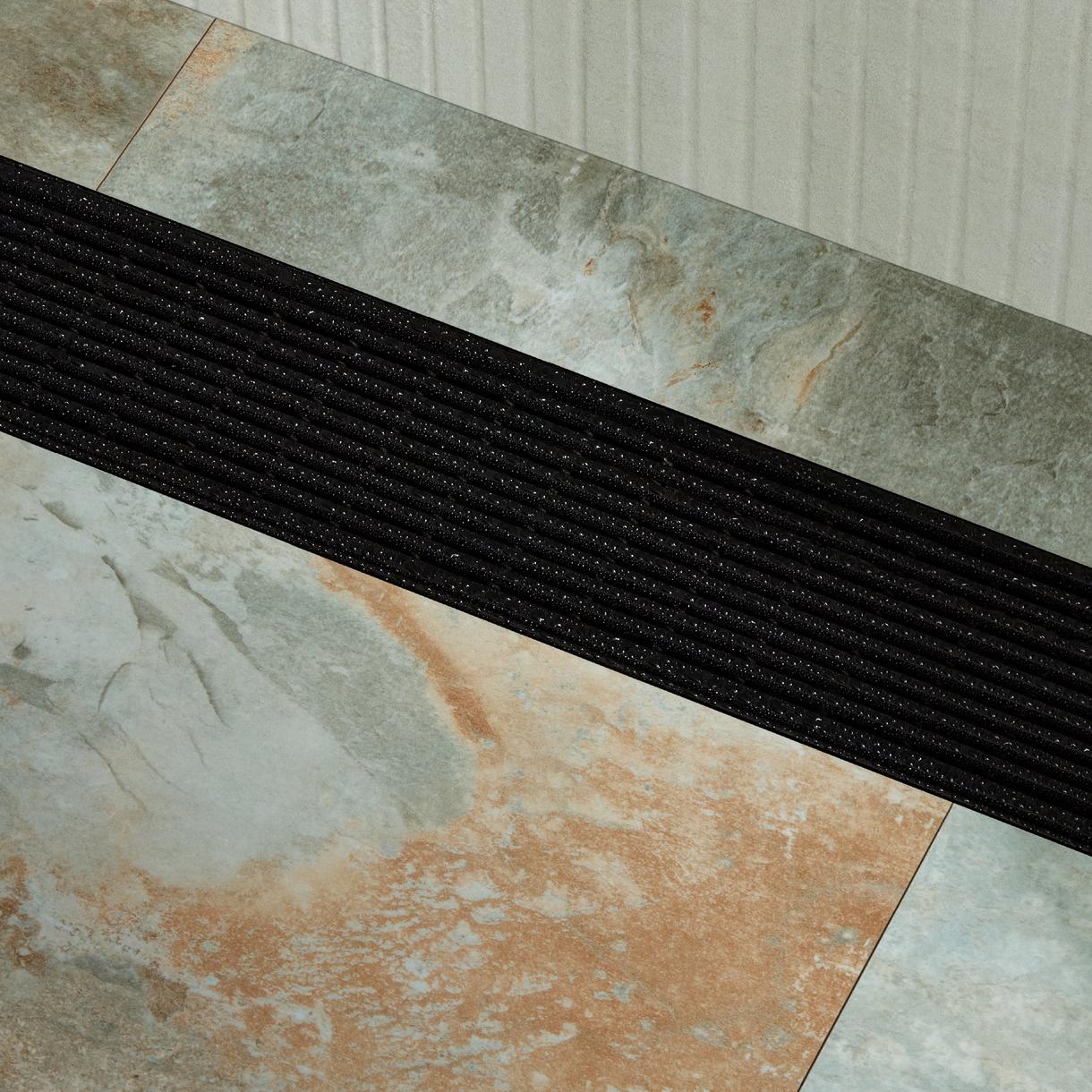 Patterned Linear Shower Drain - Matte Black